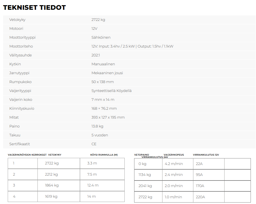 Warrior Titan 6000 2721 kg 12 V köydellä - Image 4