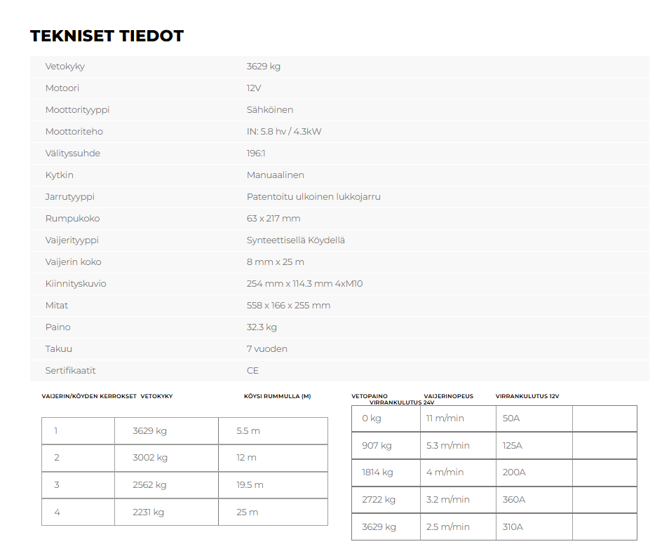 Warrior Gladiator 8000 3629 kg 12 V köydellä - Image 6