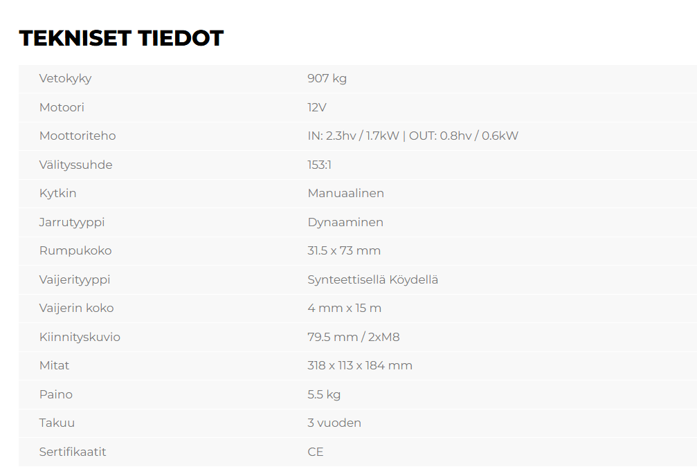 Warrior Ninja 2000 907 kg 12 V 15mx5 mm köysi - Image 3