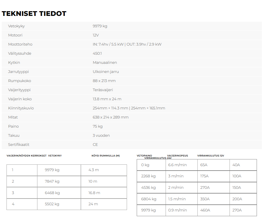 Warrior Terminator T1000 22000 9978 kg 12 V vaijeri - Image 3